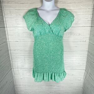 Y2K No Boundaries XL turquoise green floral babydoll dress cottage coquette